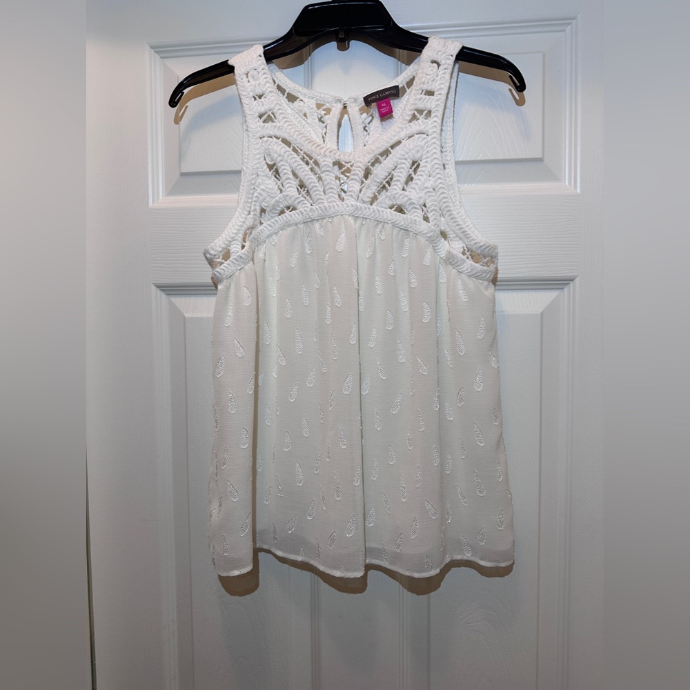 Vince Camuto Cream crochet sleeveless top